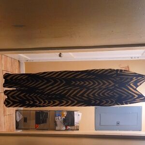 Black and Tan Chevron Maxi Jumpsuit